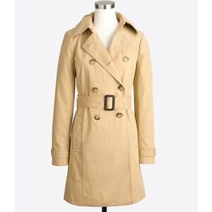 J CREW Icon Trench Coat Size 6 Khaki Tan Camel Classicore